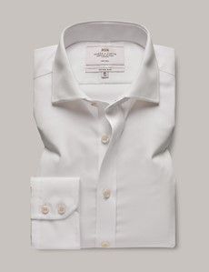 Non-Iron White Twill Fitted Slim Shirt - Windsor Collar-preview1