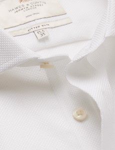 Fitted Slim Fit White Fabric Interest Non-Iron Shirt