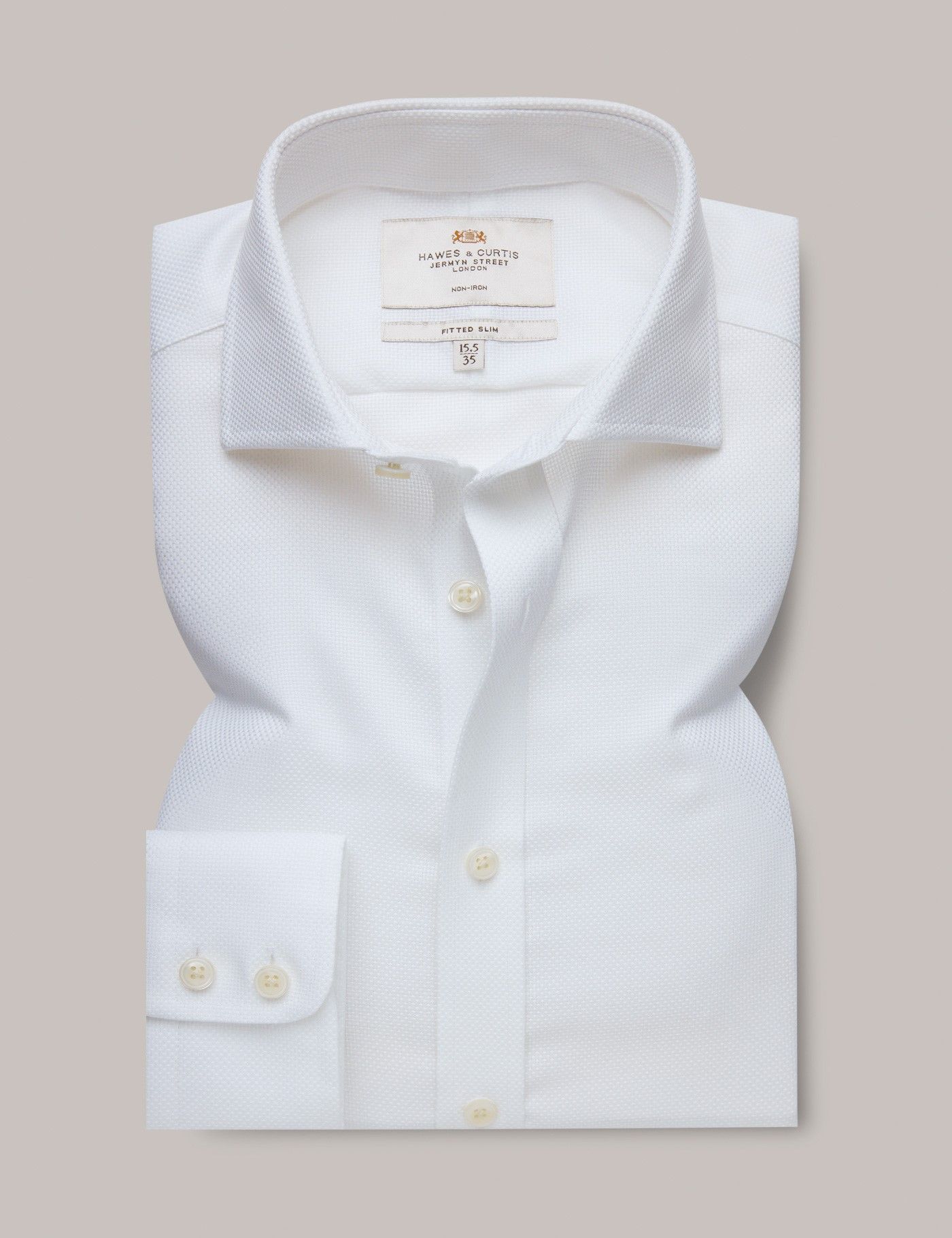 Non-Iron White Fabric Interest Fitted Slim Shirt With Windsor Collar-preview