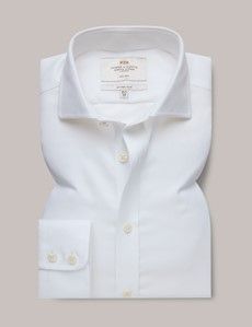 Fitted Slim Fit White Fabric Interest Non-Iron Shirt