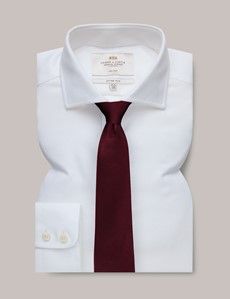 Fitted Slim Fit White Fabric Interest Non-Iron Shirt