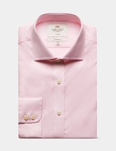 Fitted Slim Pink Twill Non-Iron Shirt