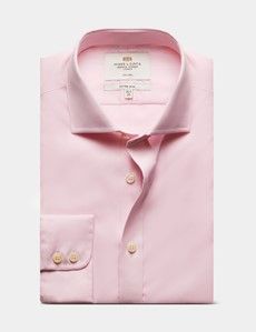 Fitted Slim Pink Twill Non-Iron Shirt