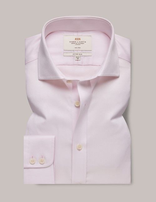 Non-Iron Pink Pique Fitted Slim Shirt - Windsor Collar-preview