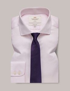 Fitted Slim Pink Pique Non-Iron Shirt