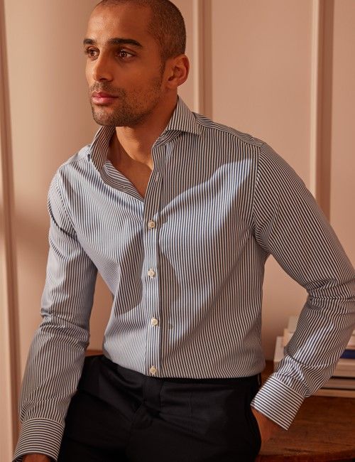 Men's Striped Shirt with Built-in Briefs