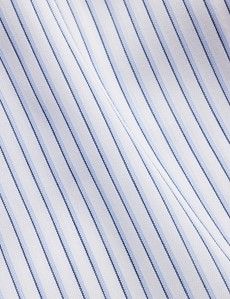 Fitted Slim Blue & White Stripe Non-Iron Shirt