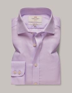 Non-Iron Lilac & White Fabric Interest Fitted Slim Shirt - Windsor Collar-preview1