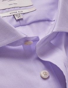 Non-Iron Lilac & White Fabric Interest Fitted Slim Shirt - Windsor Collar