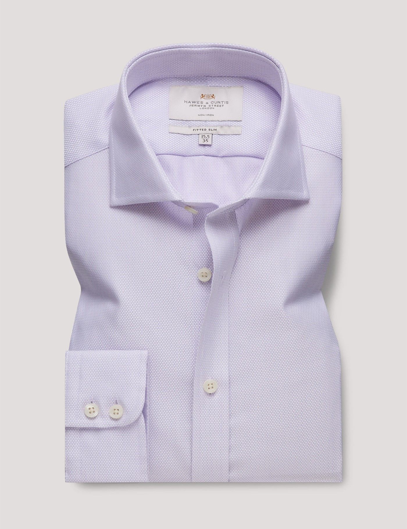 Fitted Slim Lilac & White Textured Weave Non-Iron Shirt-preview
