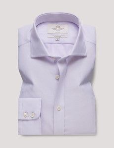 Fitted Slim Lilac & White Textured Weave Non-Iron Shirt-preview1