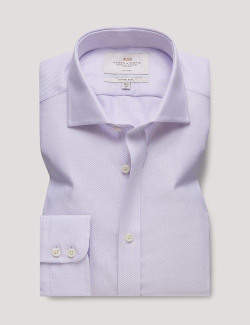 Fitted Slim Lilac & White Textured Weave Non-Iron Shirt-preview