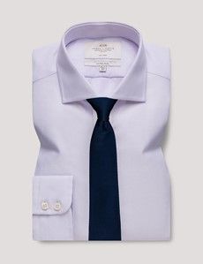Fitted Slim Lilac & White Textured Weave Non-Iron Shirt-preview2
