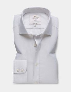 Fitted Slim Grey & White Textured Weave Non-Iron Shirt-preview1