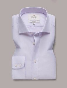 Fitted Slim Lilac & White Textured Weave Non-Iron Shirt