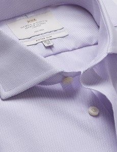 Fitted Slim Lilac & White Textured Weave Non-Iron Shirt
