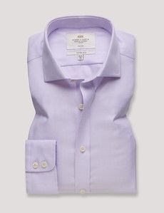 Fitted Slim Lilac & White Textured Weave Non-Iron Shirt