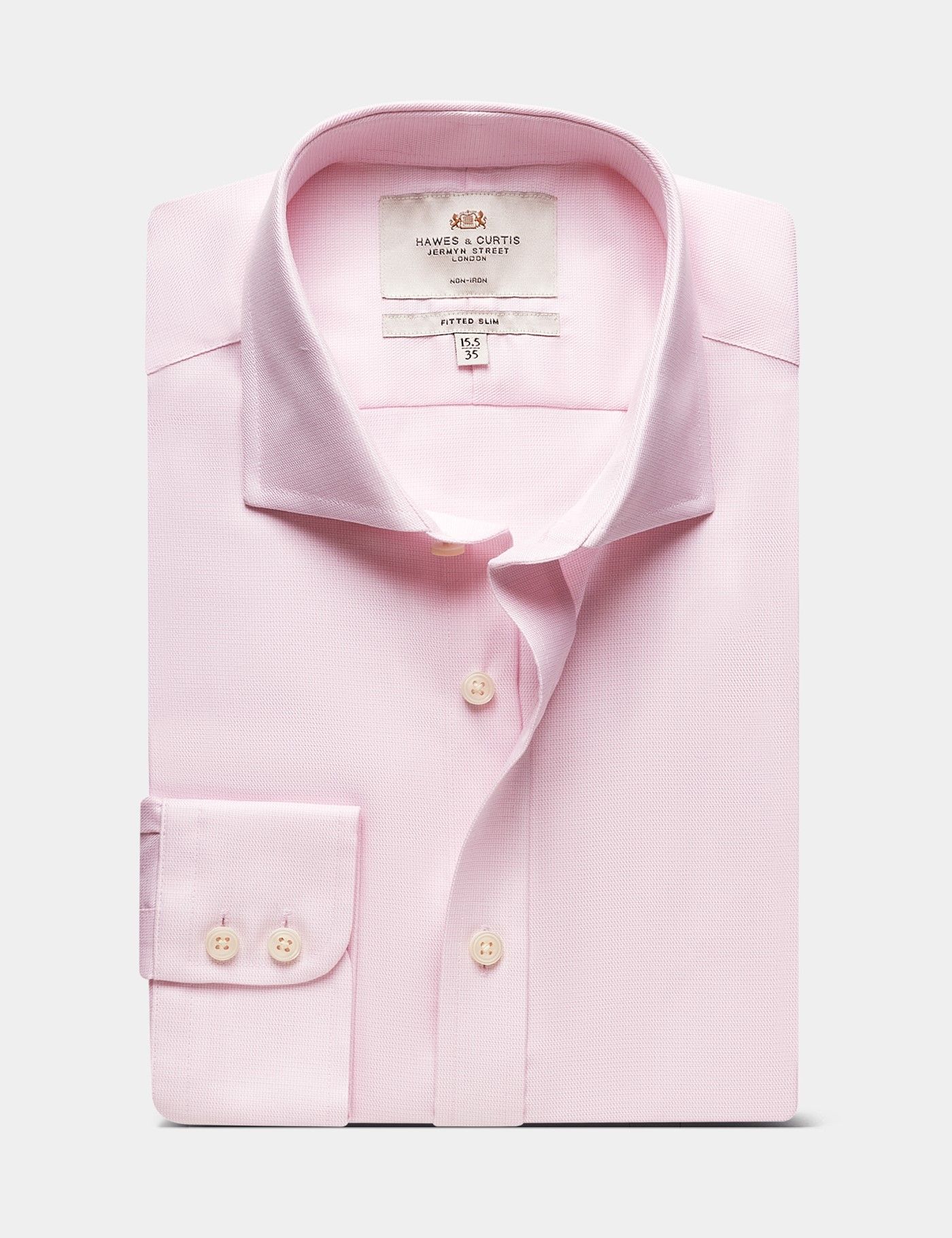 Fitted Slim Pink & White Textured Weave Non-Iron Shirt-preview