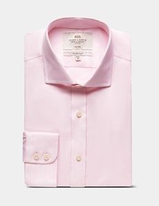 Fitted Slim Pink & White Textured Weave Non-Iron Shirt