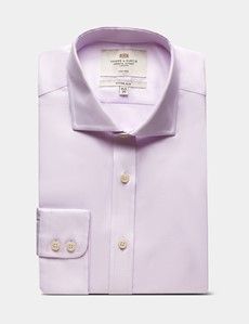 Fitted Slim Lilac & White Textured Weave Non-Iron Shirt