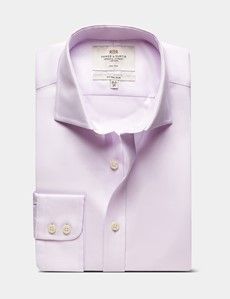 Fitted Slim Lilac & White Textured Weave Non-Iron Shirt