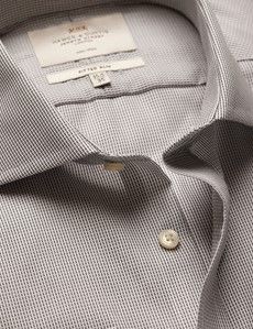 Fitted Slim Grey & White Textured Weave Non-Iron Shirt