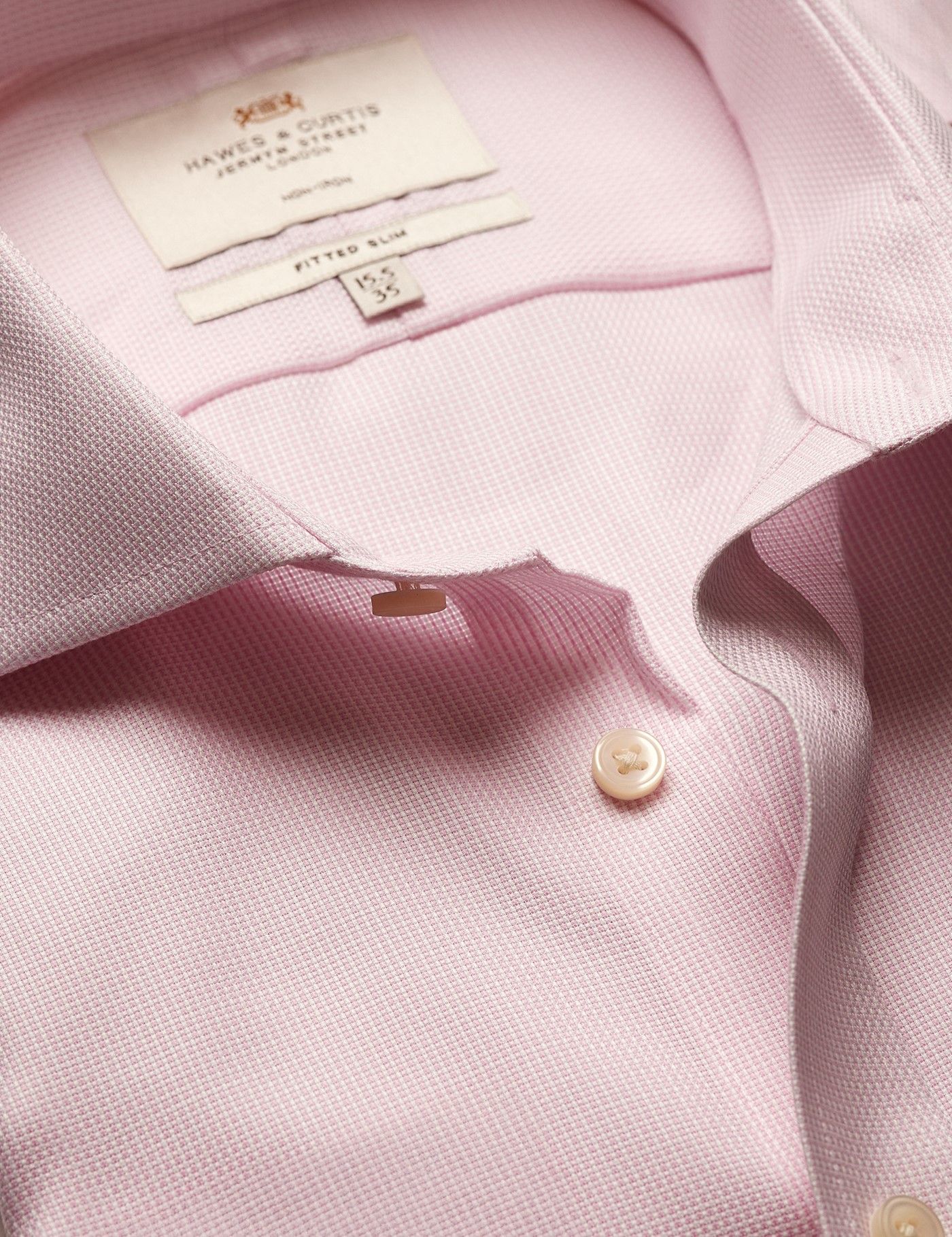 Men's Fitted Slim Pink & White Textured Weave Non-Iron Shirt | Hawes ...