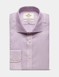 Fitted Slim Lilac & White Textured Weave Non-Iron Shirt