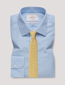Fitted Slim Blue & Yellow Plaid Non-Iron Shirt - Contrast Detail-preview2