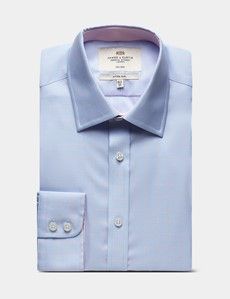 Fitted Slim Blue & Pink Check Non-Iron Shirt - Contrast Detail