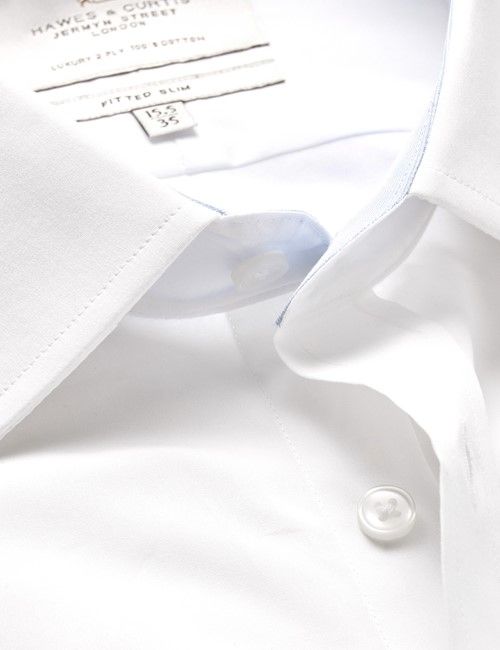 White Poplin Fitted Slim Shirt With Contrast Detail-preview