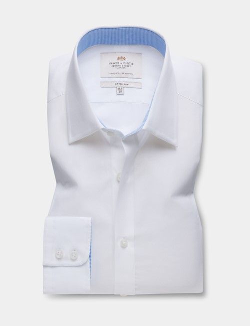 Fitted Slim White Poplin Shirt - Contrast Detail-preview
