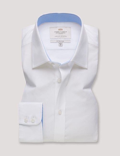 White Poplin Fitted Slim Fit Shirt - Contrast Detail-preview
