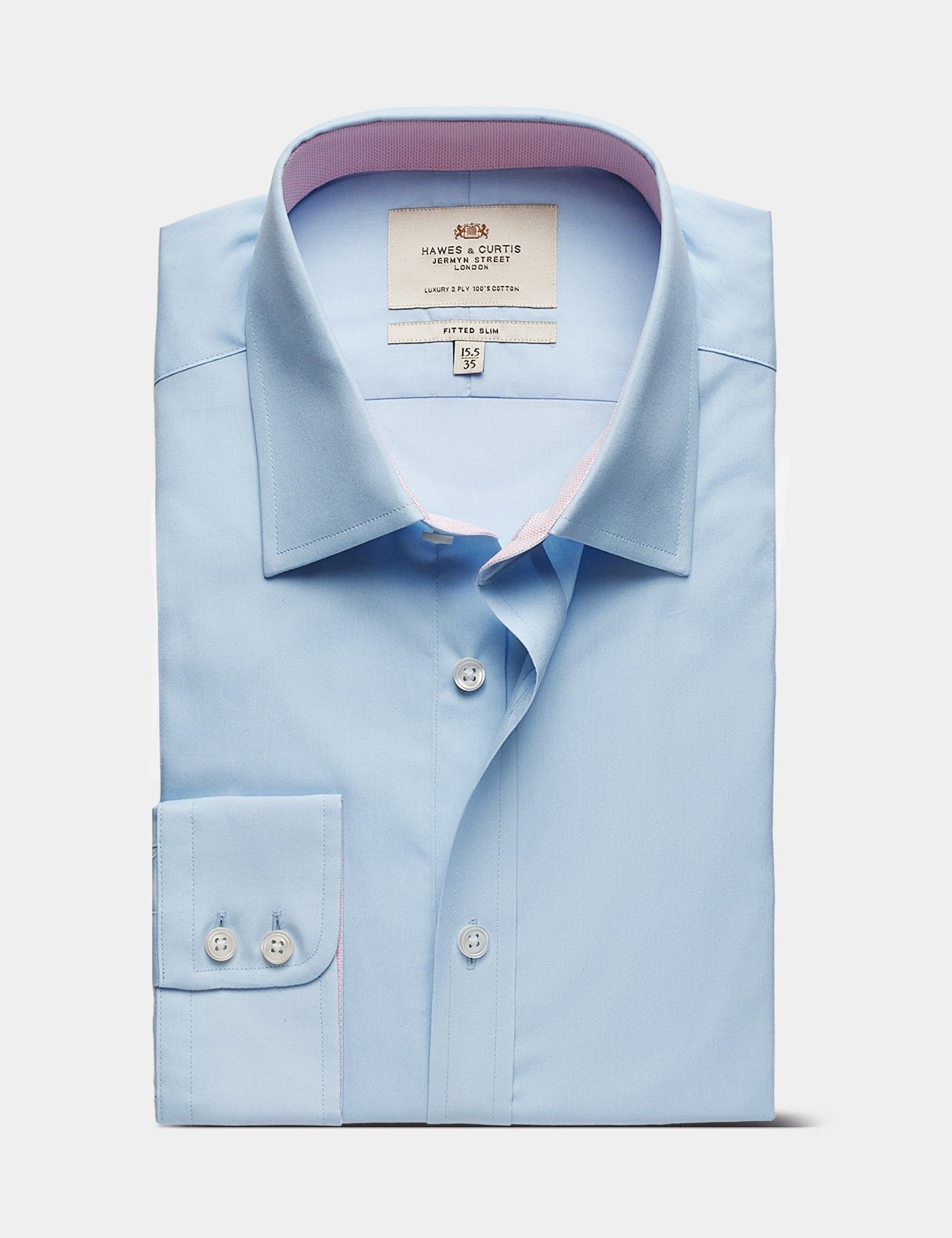 Fitted Slim Blue Poplin Shirt - Contrast Detail-preview