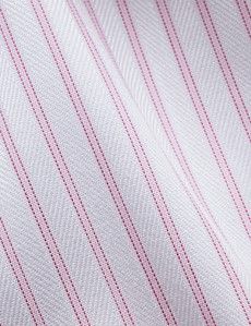 Fitted Slim Pink & White Bi Stripe Non-Iron Shirt