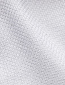 Fitted Slim White Textured Weave Non-Iron Shirt - Contrast Detail