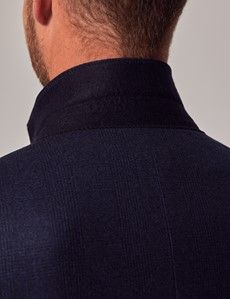 Navy Prince Of Wales Plaid Tailored Fit Italian Suit Jacket - 1913 Collection-preview6