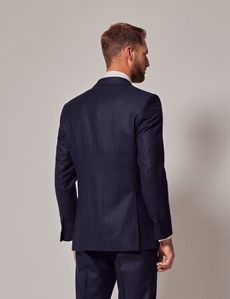 Navy Prince Of Wales Plaid Tailored Fit Italian Suit Jacket - 1913 Collection-preview5