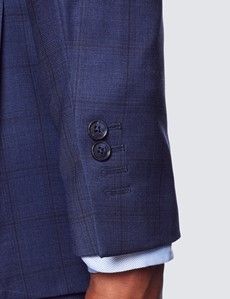 Men's Navy Windowpane Check Tailored Fit Suit Jacket - 1913 Collection-preview6