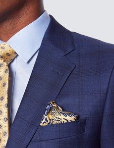 Men's Navy Windowpane Check Tailored Fit Suit Jacket - 1913 Collection-preview1