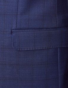 Men's Navy Windowpane Check Tailored Fit Suit Jacket - 1913 Collection-preview2