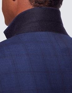 Men's Navy Windowpane Check Tailored Fit Suit Jacket - 1913 Collection-preview5