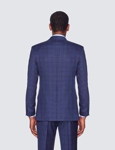 Men's Navy Windowpane Check Tailored Fit Suit Jacket - 1913 Collection-preview4