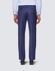 Men's Navy Windowpane Check Tailored Fit 3 Piece Suit - 1913 Collection-preview7