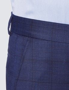Men's Navy Windowpane Check Tailored Fit 3 Piece Suit - 1913 Collection-preview6