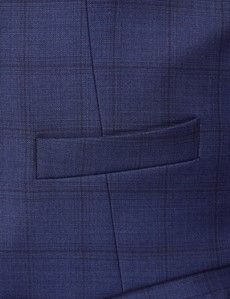 Men's Navy Windowpane Check Tailored Fit 3 Piece Suit - 1913 Collection-preview9