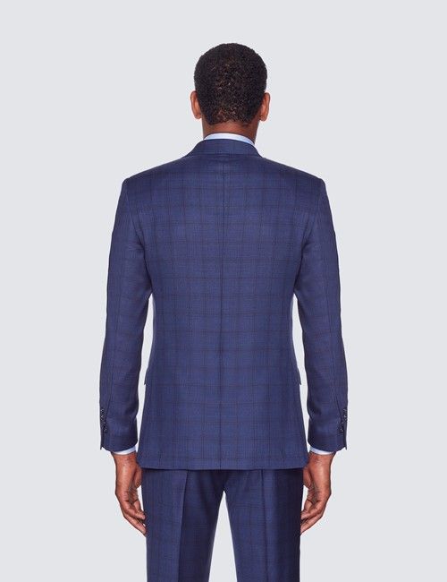 Tailored Fit Navy Windowpane Plaid 1913 Suit-preview