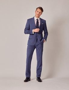 Blue & Pink Prince of Wales Check Tailored Suit Jacket - 1913 Collection-preview7