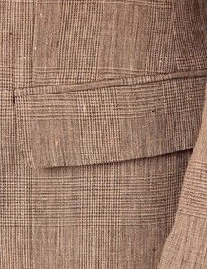 Brown Plaid Double Breasted Linen Tailored Suit - 1913 Collection-preview7