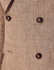 Brown Plaid Double Breasted Linen Tailored Suit - 1913 Collection-preview2